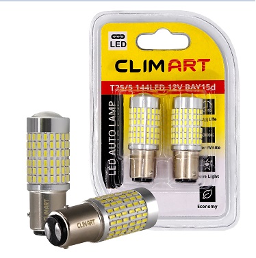 Лампа светодиодная Clim Art T25/5 144LED 12V (P21/5W)/к-т 2 шт