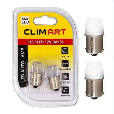 Лампа светодиодная Clim Art T15 3LED 12V (R10W)/к-т 2 шт