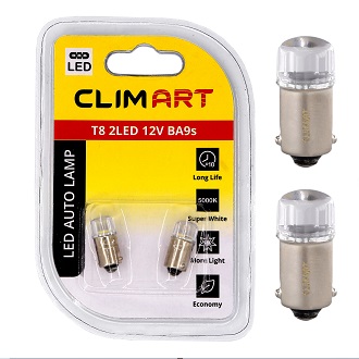 Лампа светодиодная Clim Art T8 2LED 12V (T4W)/к-т 2 шт