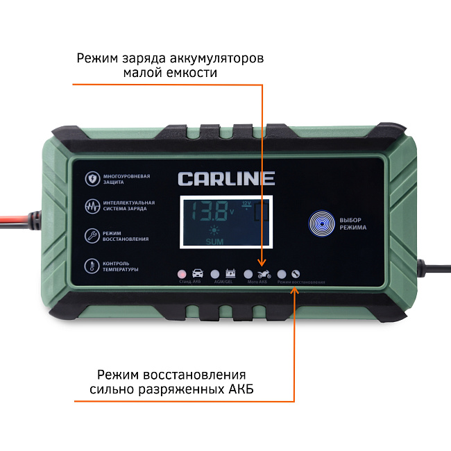 Зарядное устройство импульсное автоматическое для свинцово-кислотных аккумуляторов CARLINE CA-8A
