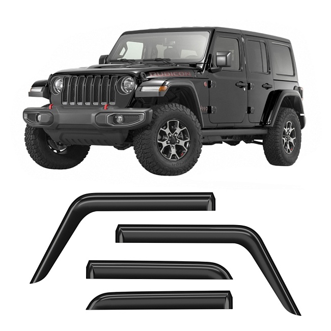 Дефлекторы Jeep Wrangler JL 17-н.в. кроссовер, нак., неломающиеся, 4шт