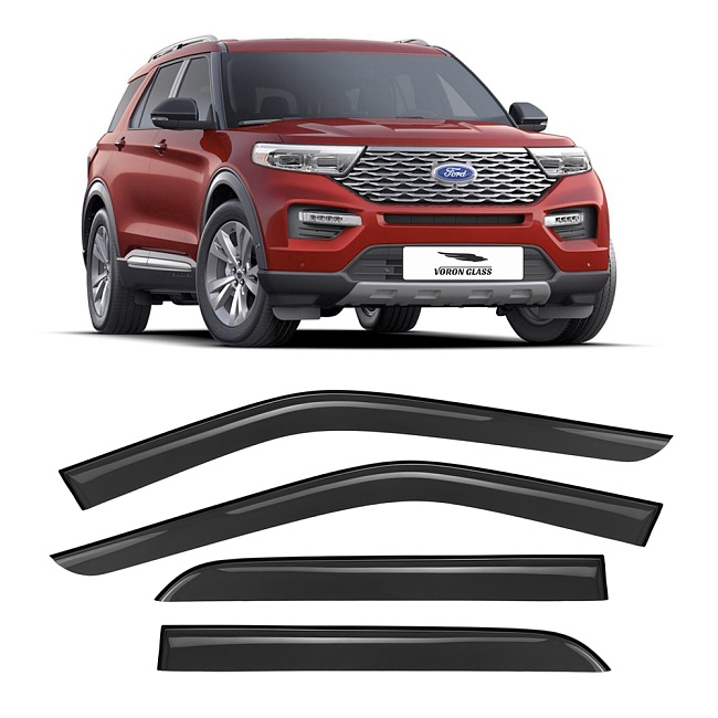 Дефлекторы Ford Explorer V 11-19 кроссовер, нак., неломающиеся, 4шт