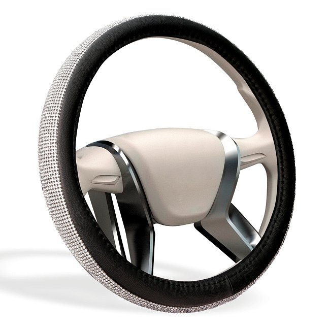 Оплетка MONA LISA Infinity экокожа, со стразами, M /серебро/