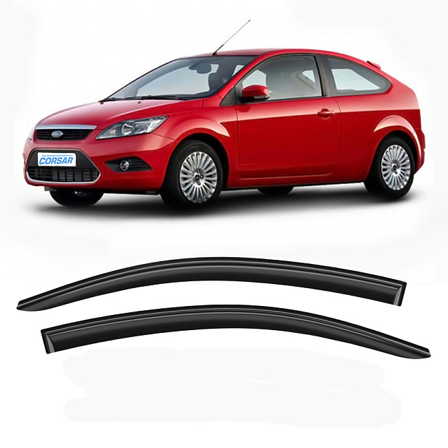 Дефлекторы CORSAR Ford Focus II 3d 04-11 хетчбек, нак., 2шт