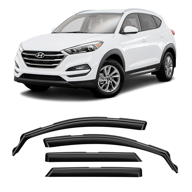 Дефлекторы Hyundai Tucson III 15-21 кроссовер, нак., неломающиеся, 4шт