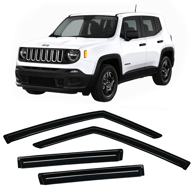 Дефлекторы Jeep Renegade 14-н.в. кроссовер, нак., неломающиеся, 4шт