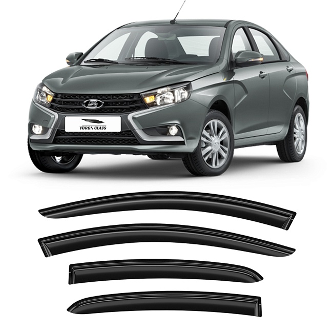 Дефлекторы Lada Vesta 15-н.в. седан, нак., неломающиеся, 4шт МП