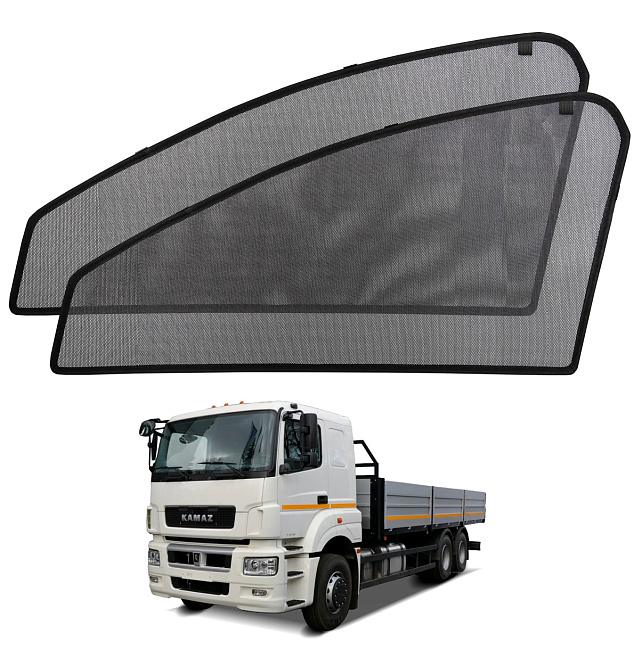 Шторки боковые стекла перед. Voron KamAZ 5490,65207 Neo 13-нв,65206 14-нв/ Mercedes Axor 98-нв 2шт