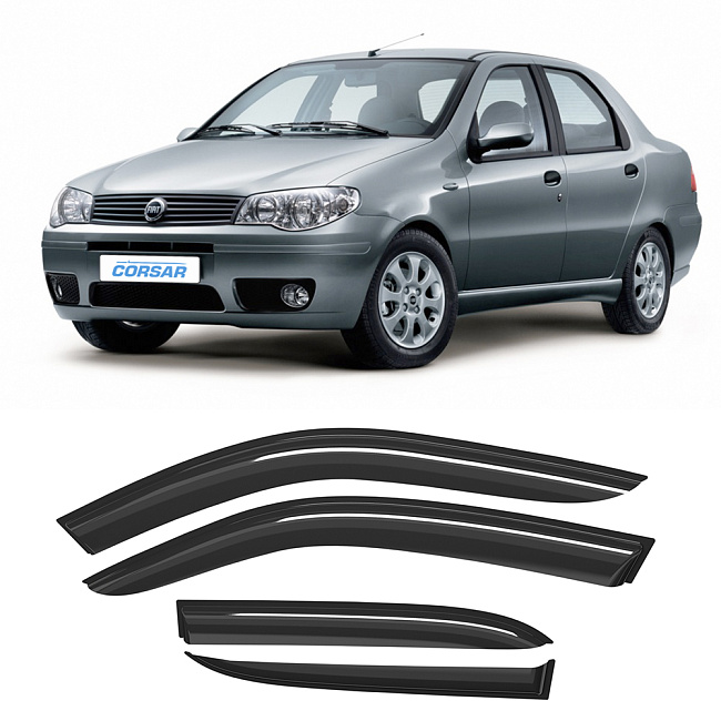 Дефлекторы CORSAR Fiat Albea 02-12 седан, нак., 4шт