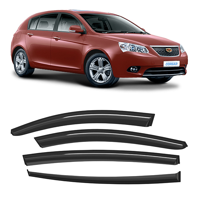 Дефлекторы CORSAR Geely Emgrand EC7 09-16 хетчбек, нак., 4шт