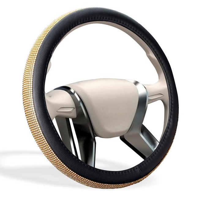 Оплетка MONA LISA Infinity экокожа, со стразами, M /золото/