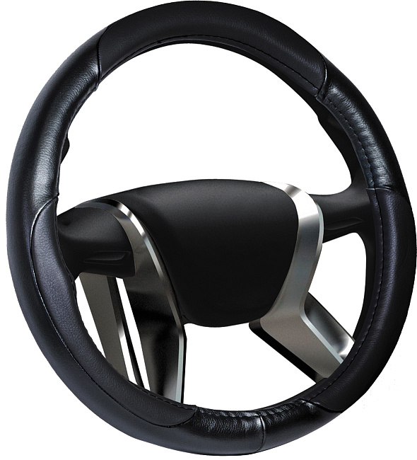 Оплетка авт. кожа "M" (d=38см) /ЧЕРНЫЙ/