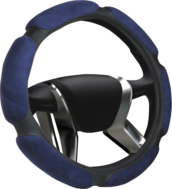 Оплетка на руль "M" (d=38см) спонж 6 /синий/