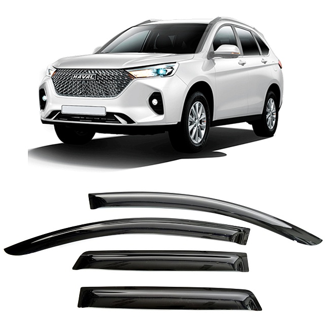 Дефлекторы Haval M6 21-н.в. кроссовер, нак., неломающиеся, 4шт