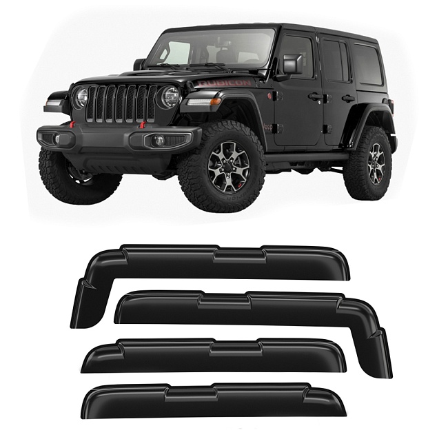 Дефлекторы Jeep Wrangler JL 17-н.в. кроссовер, вст., неломающиеся, 4шт