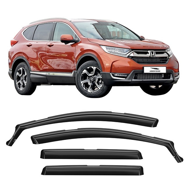 Дефлекторы Honda CR-V V 17-22 кроссовер, вст., неломающиеся, 4шт