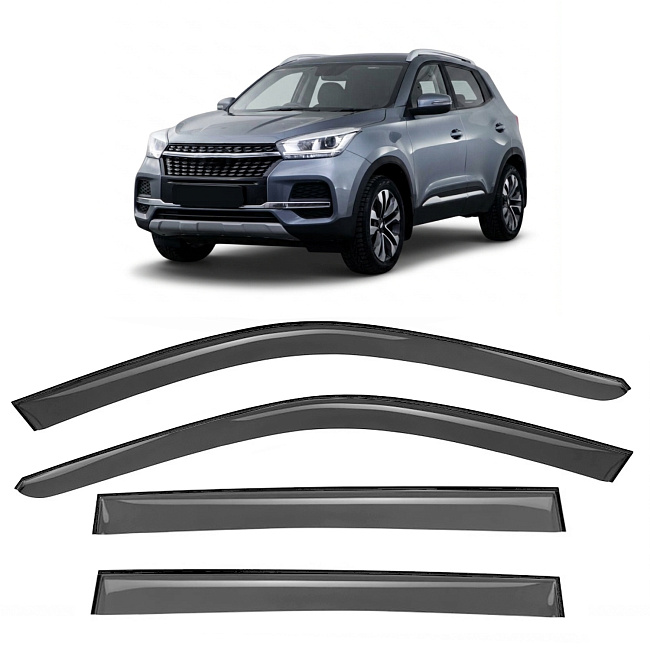 Дефлекторы Chery Tiggo 4,4 Pro/Tenet T4 17-нв крос, нак, дым, нелом, 4шт