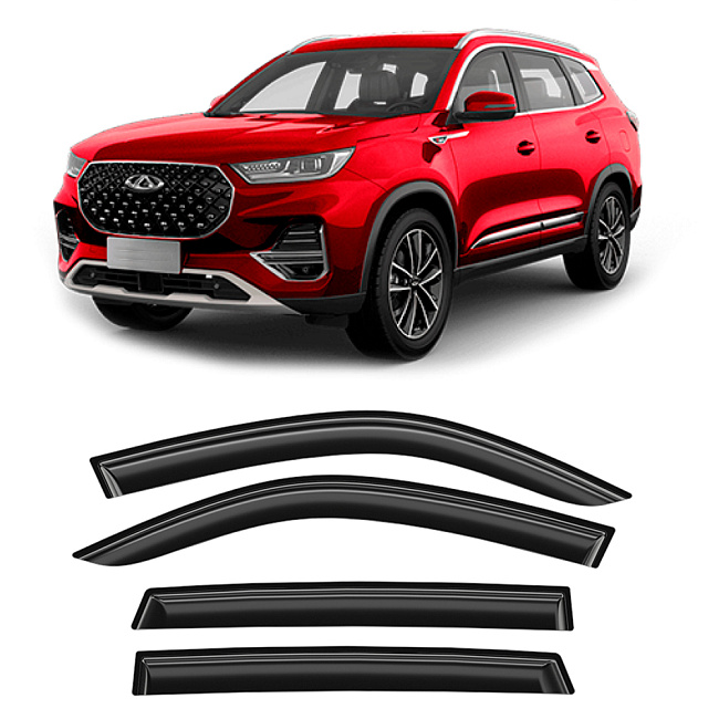 Дефлекторы Chery Tiggo 8 Pro/8 Pro Max,Xcite X-Cross8 21-н.в. кроссовер, нак., неломающиеся, 4шт