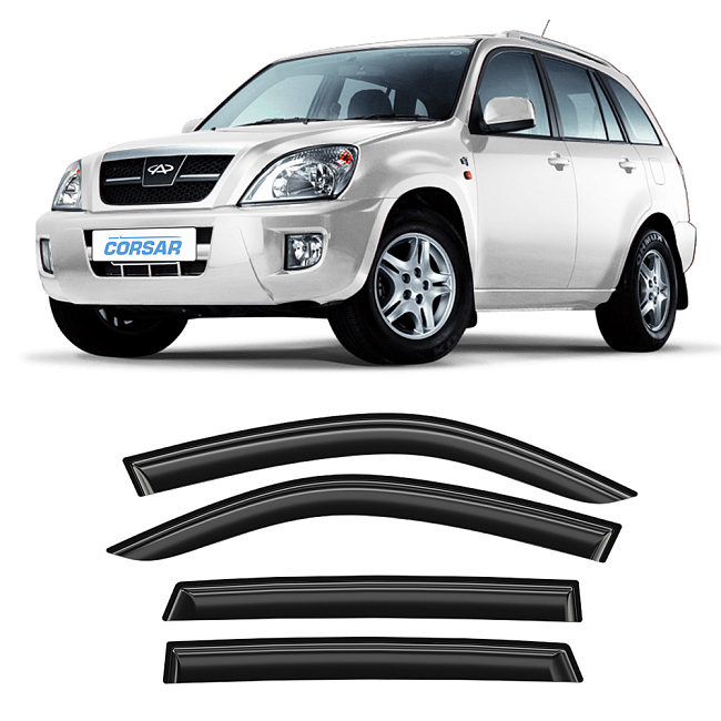Дефлекторы CORSAR Chery Tiggo T11 FL 05-16 кроссовер, нак., 4шт