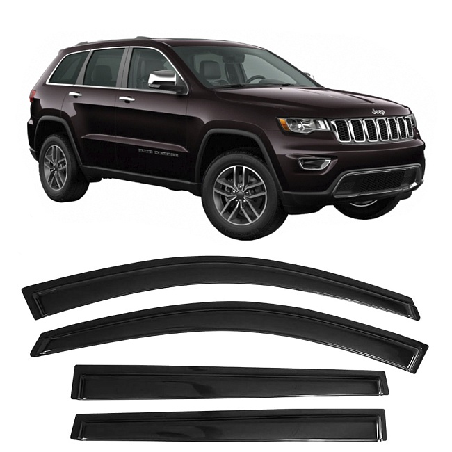 Дефлекторы Jeep Grand Cherokee IV 10-22 кроссовер, нак., неломающиеся, 4шт