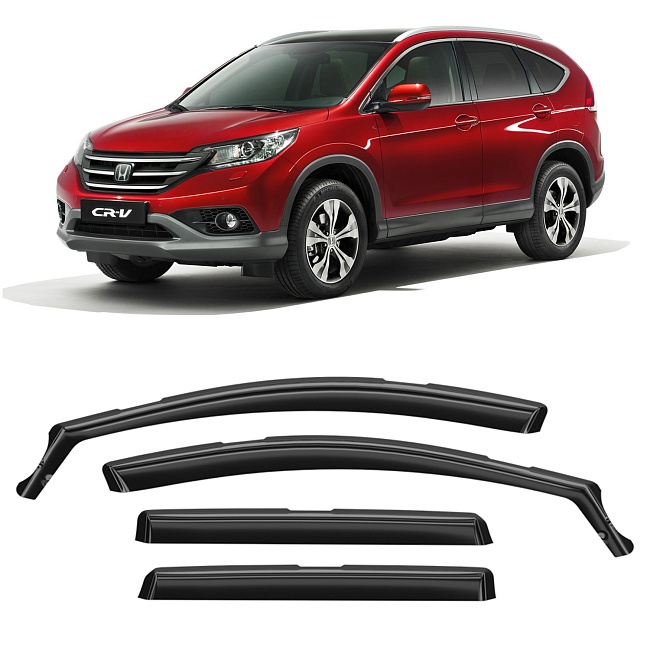 Дефлекторы Honda CR-V IV 11-18 кроссовер, вст., неломающиеся, 4шт
