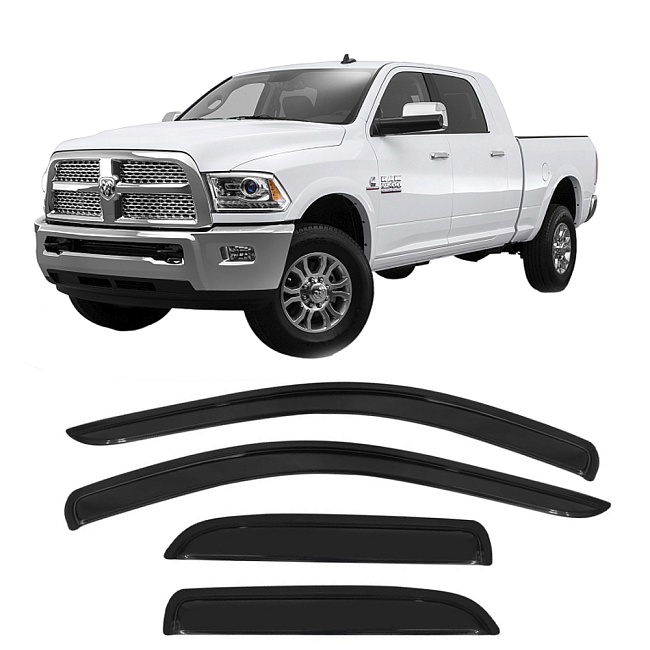 Дефлекторы Dodge RAM Crew Cab 09-18 пикап, нак., неломающиеся, 4шт