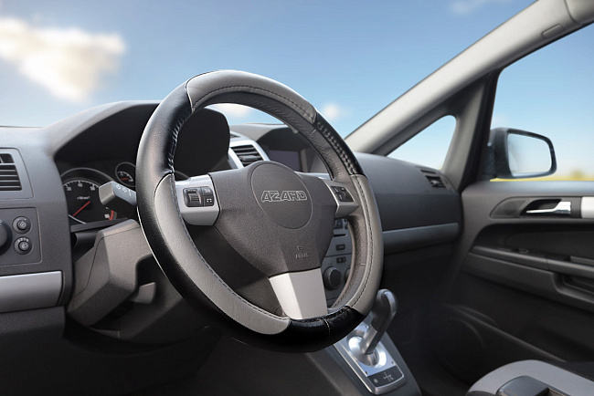 Оплетка авт. кожа "M" (d=38см) /СЕРЫЙ/