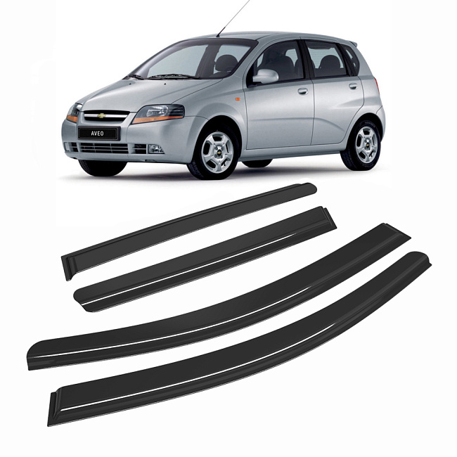 Дефлекторы CORSAR Chevrolet Aveo II 11-20 хетчбек, нак., 4шт