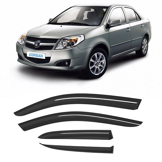 Дефлекторы CORSAR Geely MK 08-15 седан, нак., 4шт