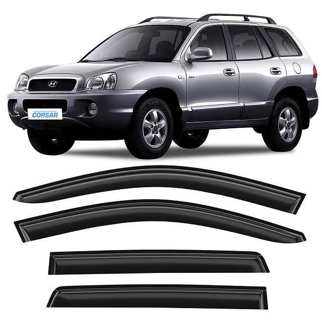 Дефлекторы CORSAR Hyundai Santa Fe I SM 00-06 кроссовер, нак., 4шт