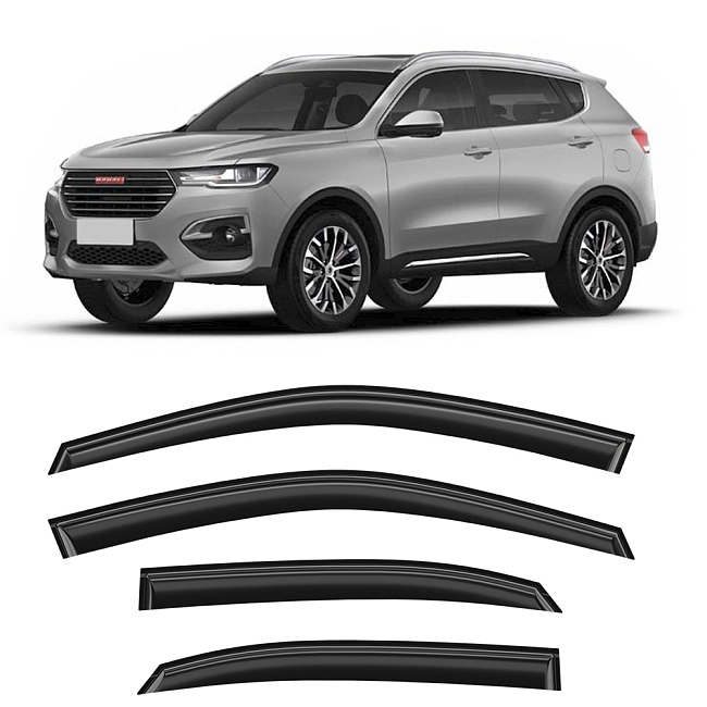 Дефлекторы Haval Jolion 21-н.в. кроссовер, нак., неломающиеся, 4шт