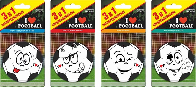 Аром. подв. карт. "I love football 3 в 1" MIX (4SKUx4)