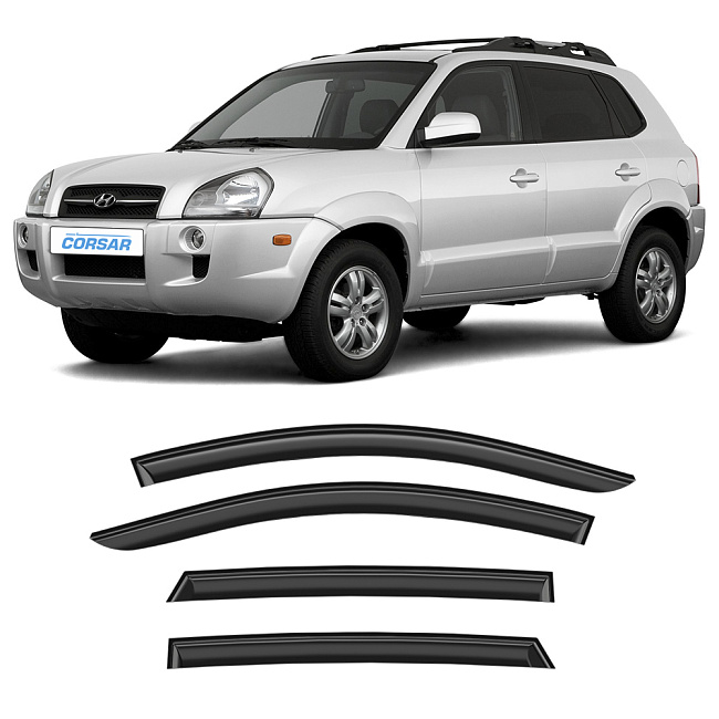 Дефлекторы CORSAR Hyundai Tucson I 04-10 кроссовер, нак., 4шт