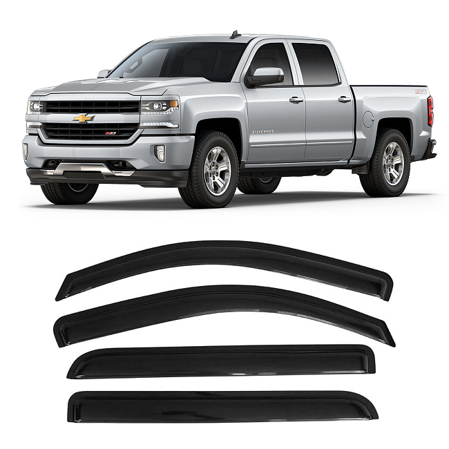 Дефлекторы Chevrolet Silverado 15-19 пикап, нак., неломающиеся, 4шт