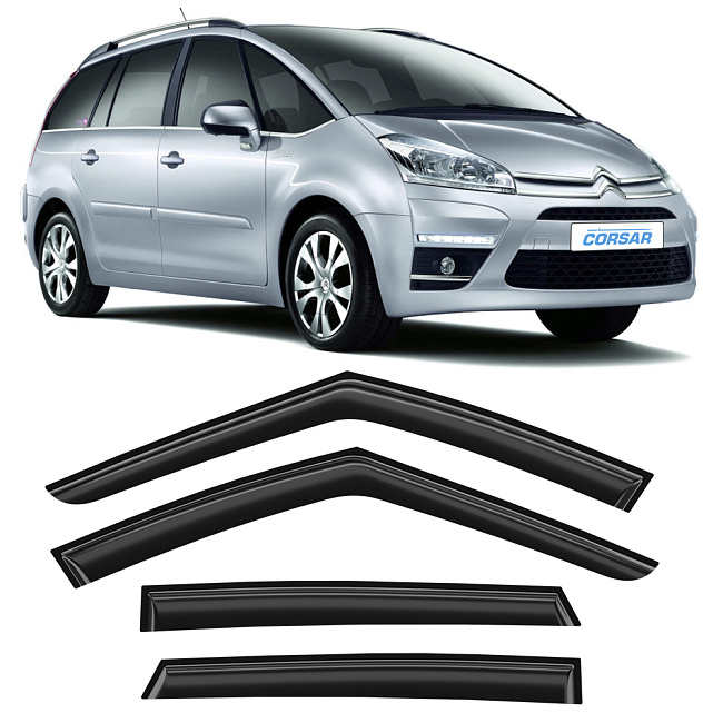 Дефлекторы CORSAR Citroen C4 Picasso I 06-13 минивэн, нак., 4шт