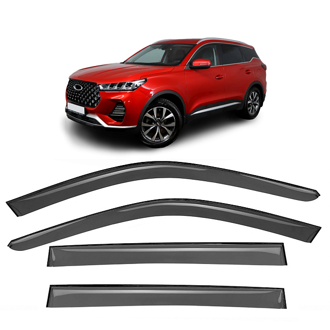 Дефлекторы Chery Tiggo 7 Pro,7 Pro Max 20-нв/Xcite X-Cross 7 20-нв крос, нак, дым, нелом, 4шт