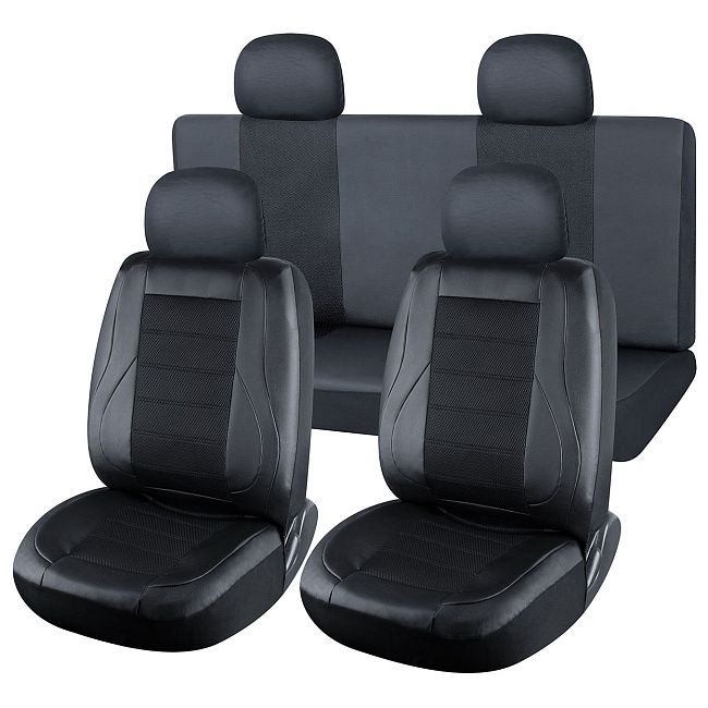 Авточехол VOIN Экокожа+сетка Space 3 /черный/, M