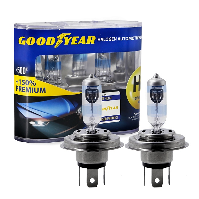 Автолампа GY Н4 12V 60/55W P43t Premium +150% (бокс: к-т 2шт)
