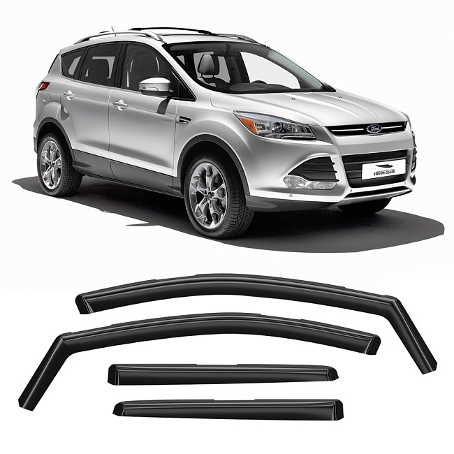 Дефлекторы Ford Kuga II 13-19 кроссовер, вст., неломающиеся, 4шт
