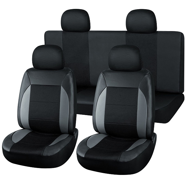 Авточехол VOIN Экокожа+сетка Space 2 /серый/, M