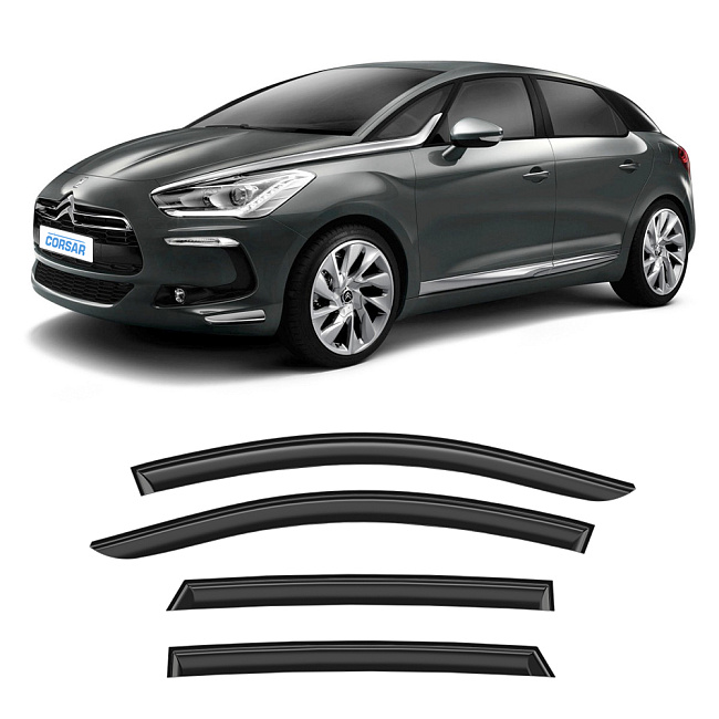 Дефлекторы CORSAR Citroen DS5 12-15 хетчбек, нак., 4шт