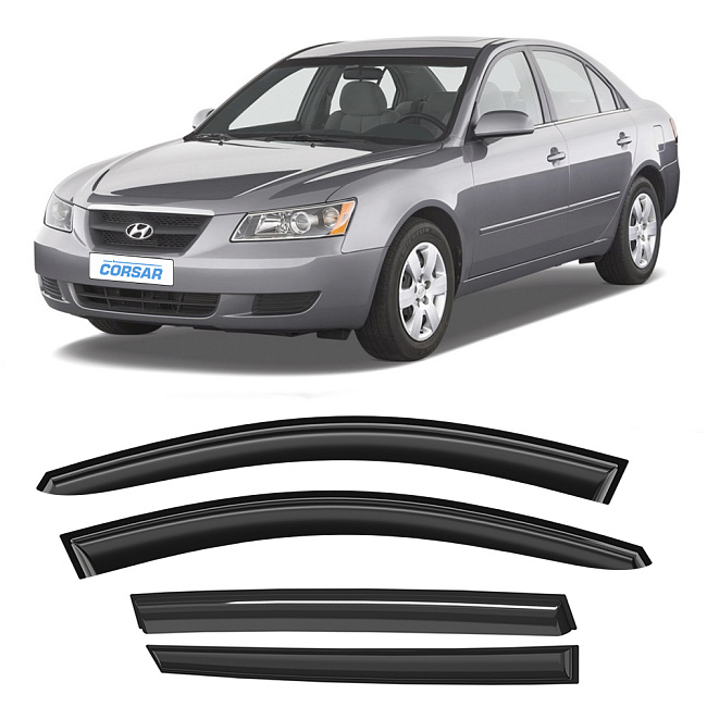 Дефлекторы CORSAR Hyundai Sonata V NF 04-10 седан, нак., 4шт