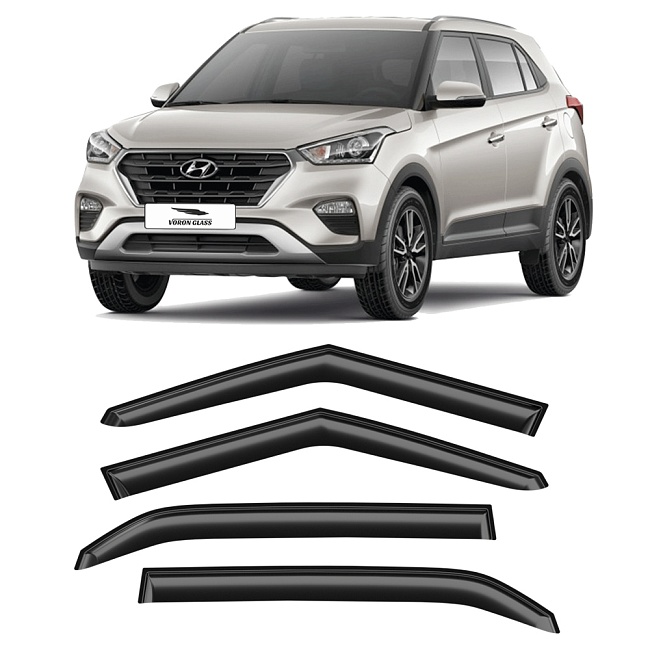 Дефлекторы Hyundai Creta 16-21 кроссовер, нак., неломающиеся, 4шт МП