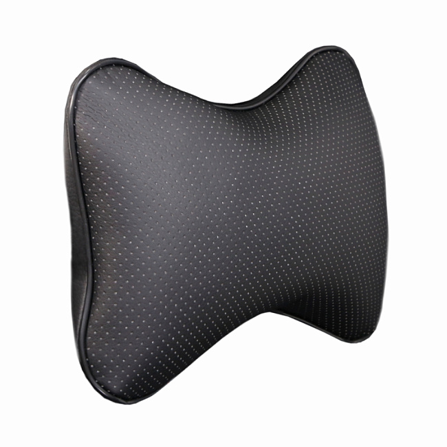 Подушка-косточка Siger на подголовник автомобиля перфорированная экокожа (черная)