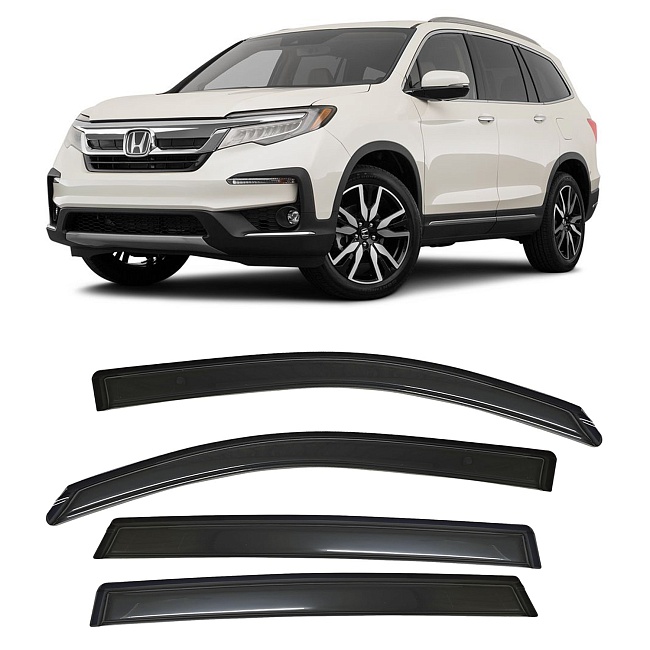 Дефлекторы Honda Pilot III 16-22 кроссовер, нак., неломающиеся, 4шт