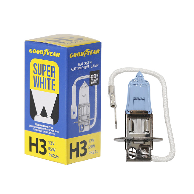Автолампа GY Н3 12V 55W PK22s Super White