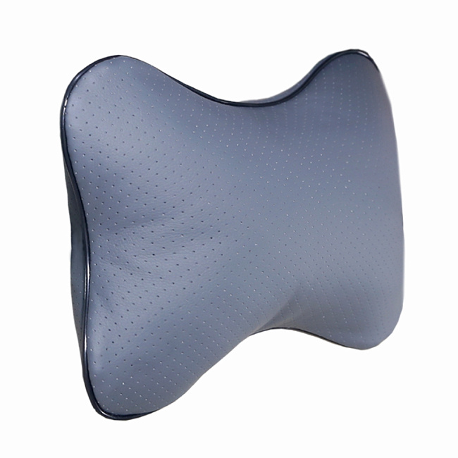 Подушка-косточка Siger на подголовник автомобиля перфорированная экокожа (серая)