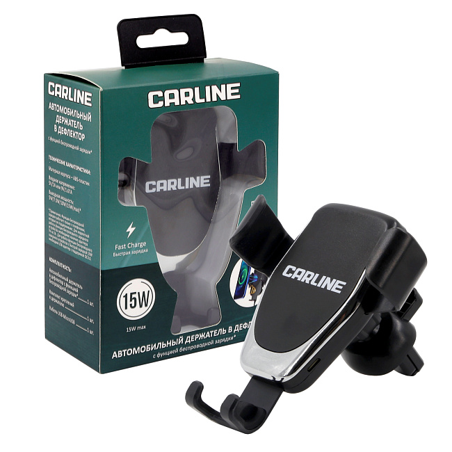 Держатель гравитационный CARLINE® с функцией беспроводной зарядки для телефона/смартфона в дефлектор