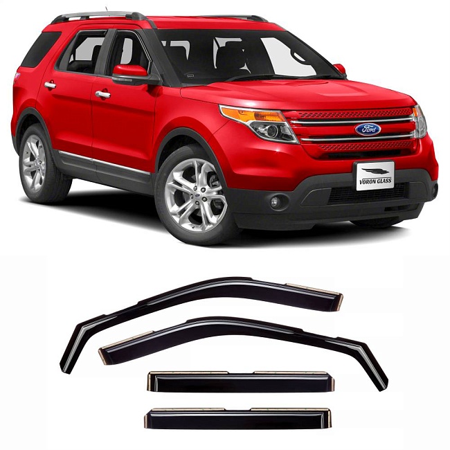 Дефлекторы Ford Explorer V 11-19 кроссовер, вст., неломающиеся, 4шт