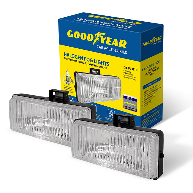 Фары противотуманные галогенные универсальные GY с лампами Н3 (прямоугольные)